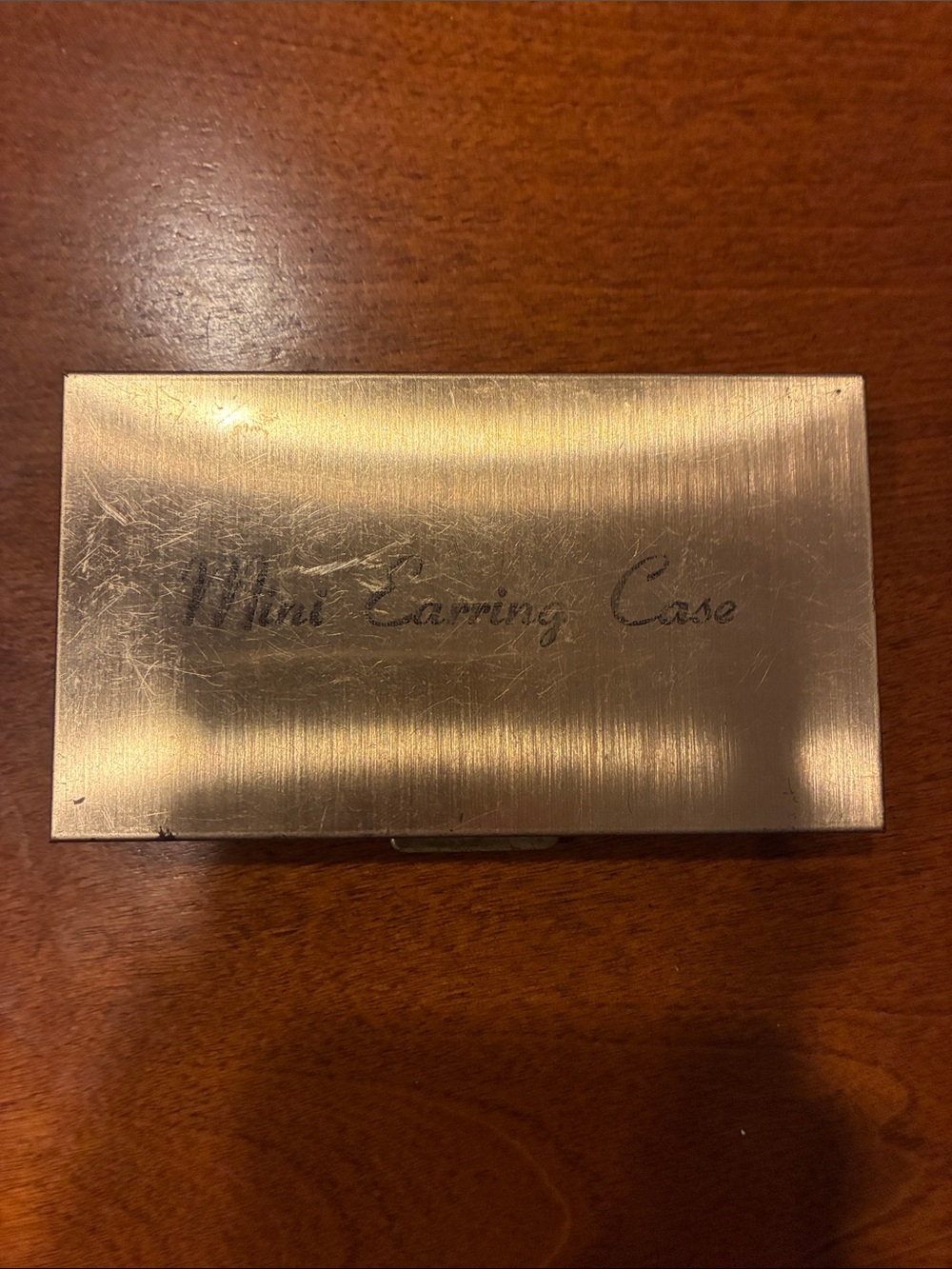 Vintage Mini Earring Case - Brushed Silver Travel Jewelry Organizer